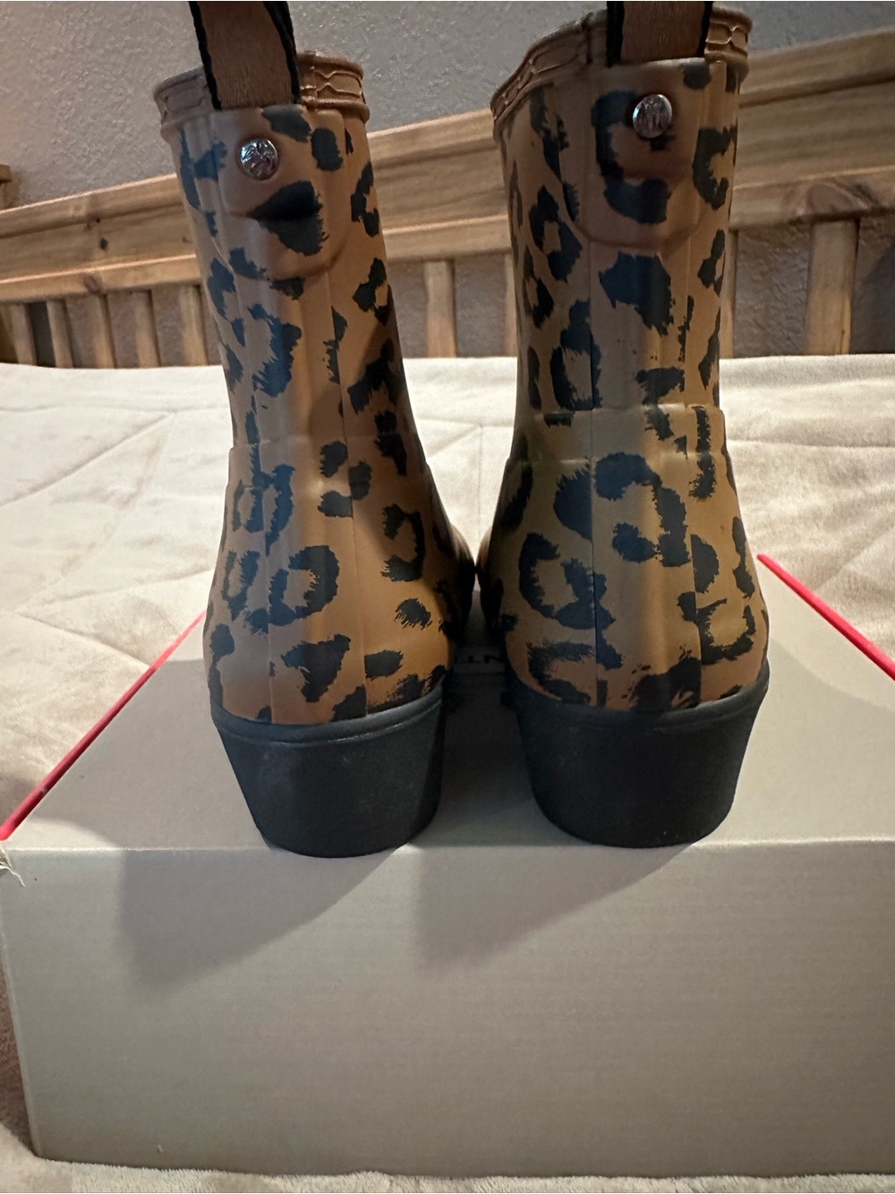 Hunter Leopard-Print Short Rain Boots - Brown & Black - Picture 3 of 4